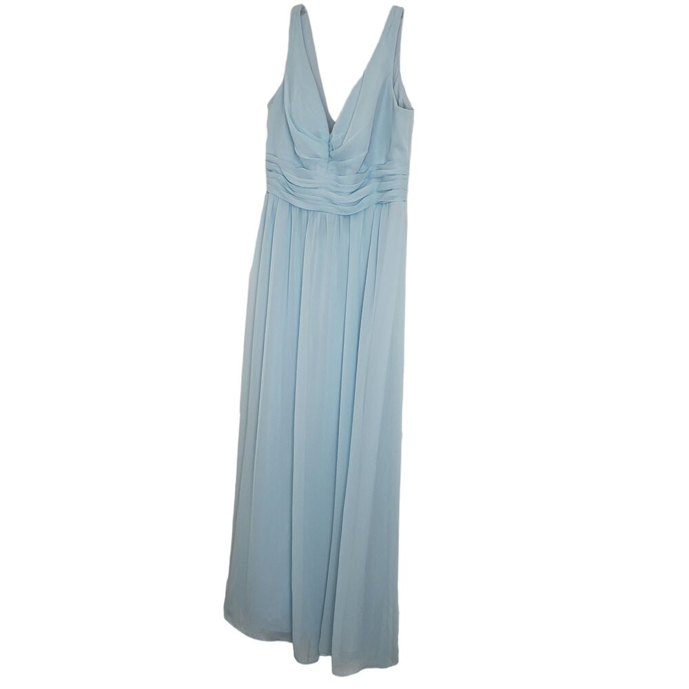 Levkoff Blue Sleeveless V-Neck Pleated Evening Gown Dress Size 18